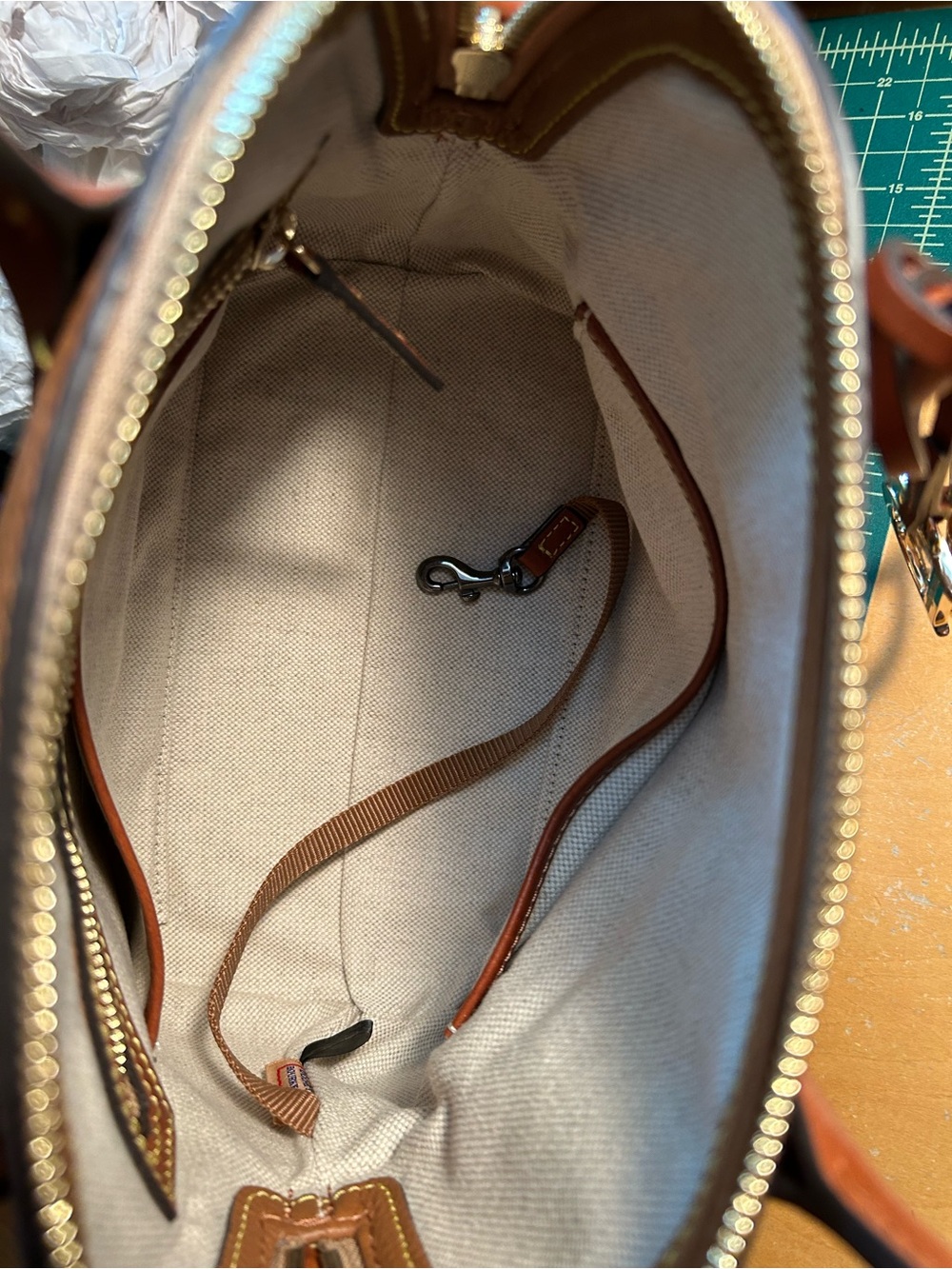 Dooney & Bourke Domed Satchel in Pebbled Leather - Picture 14 of 14